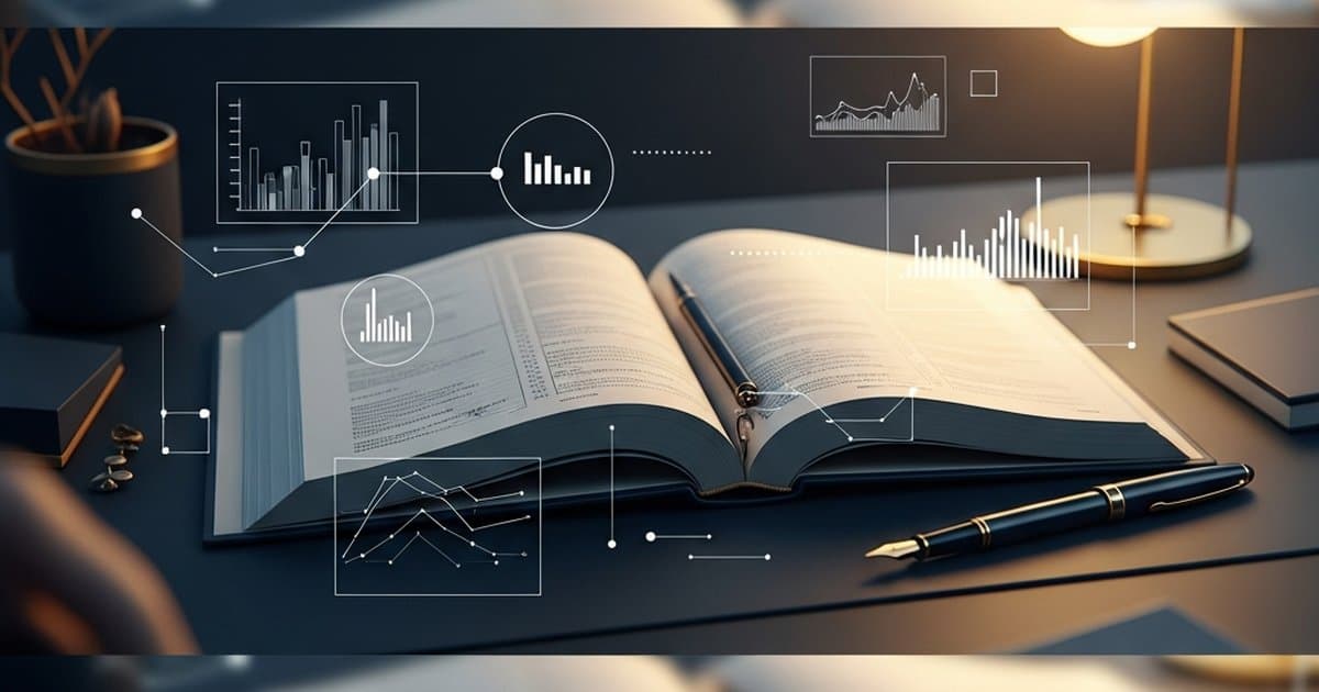Open dictionary on a desk beside a calculator and pen